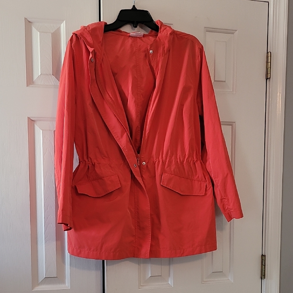 J. Jill Vibrant Orange Windbreaker Unlined Parka